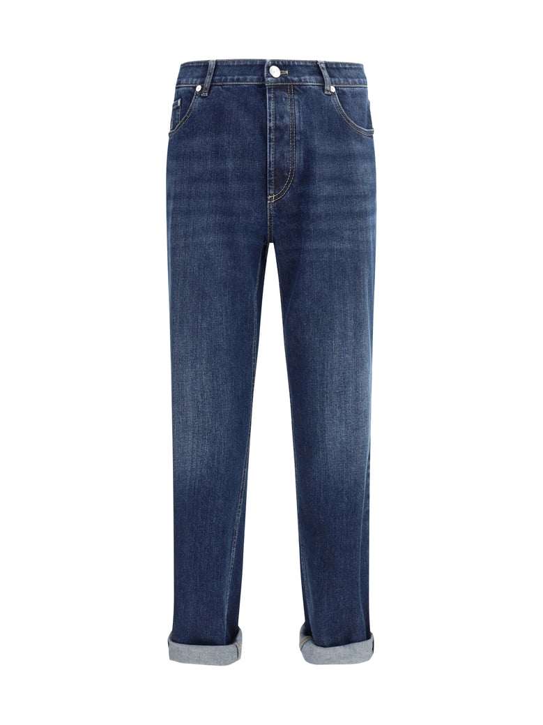 straight cotton jeans with five-pocket design by Selfnex