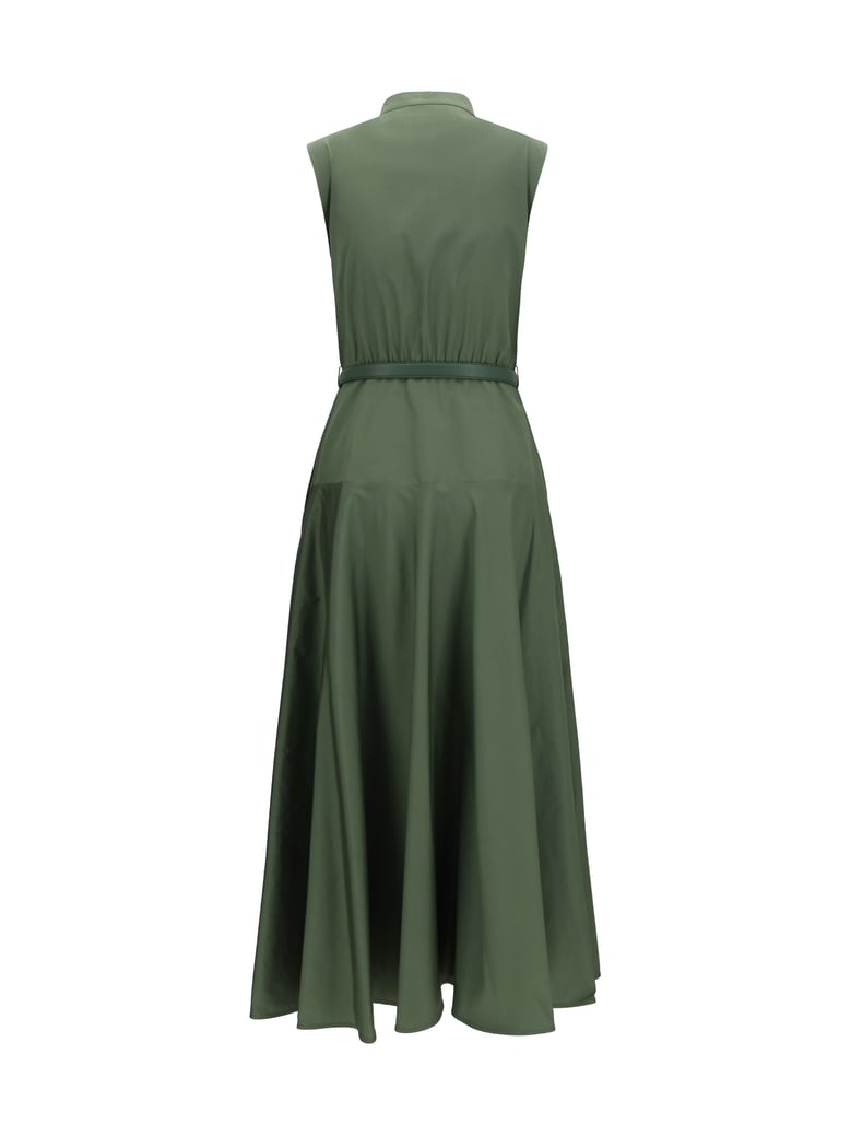 dress fit-and-flare cotton poplin khaki green by Selfnex
