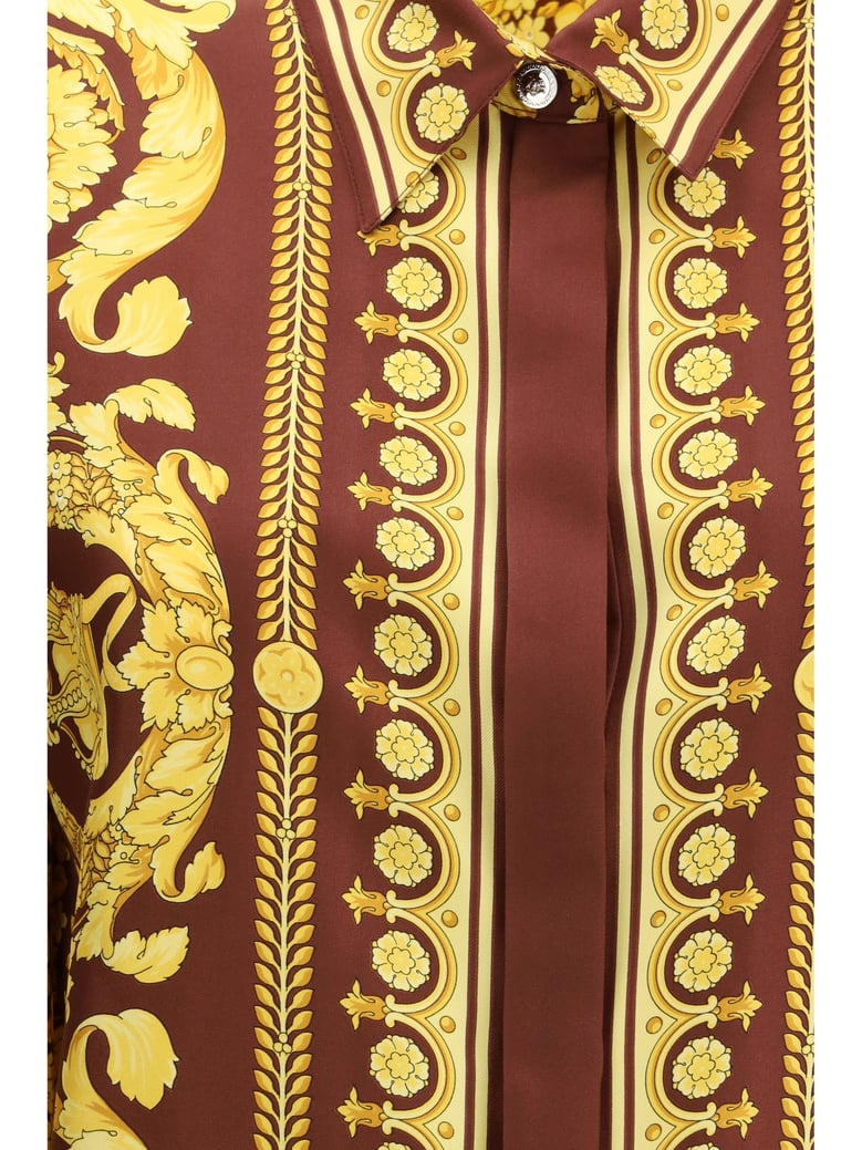 shirt printed silk burgundy/gold by Selfnex