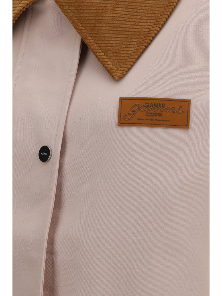 twill jacket with suede details, primrose pink by Selfnex