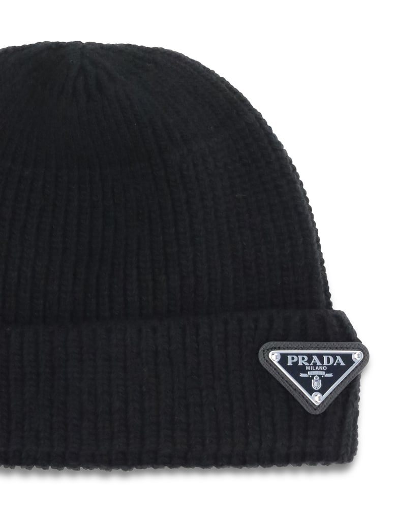 beanie hat black with logo plaque by Selfnex