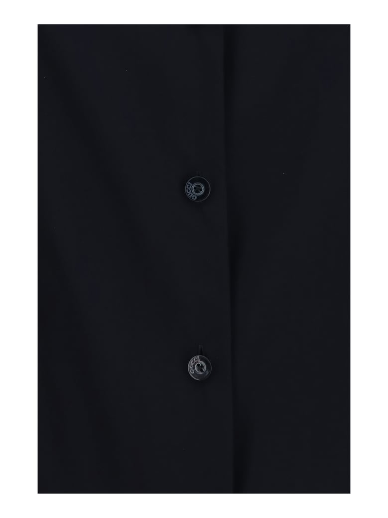 shirt stretch silk chiffon black by Selfnex