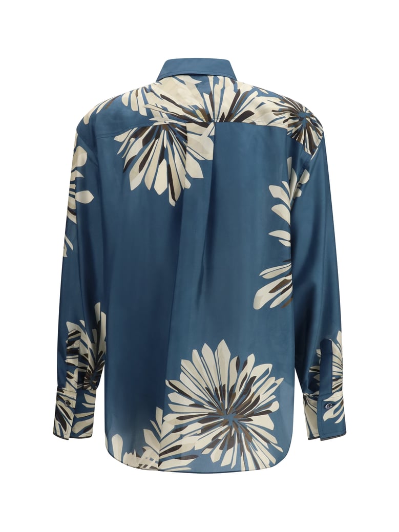 shirt floral silk blue by Selfnex