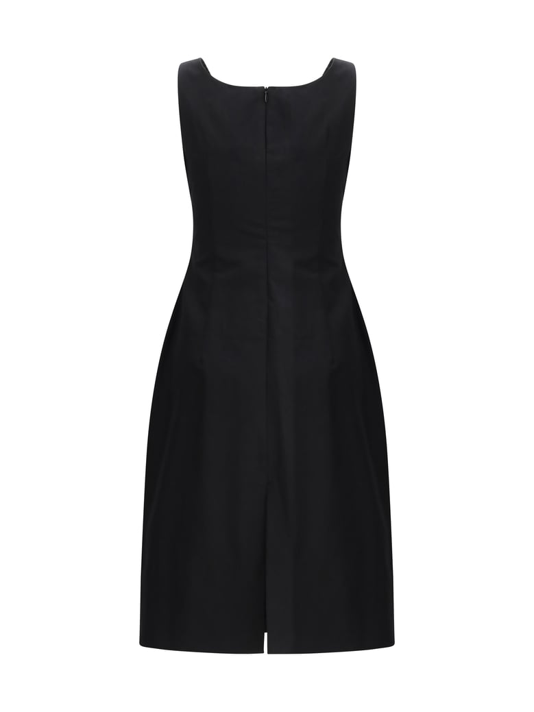 sleeveless dress draped neckline black by Selfnex