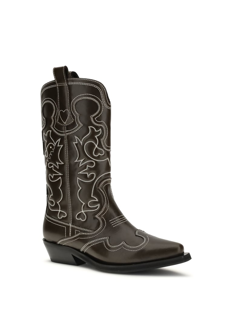 boots texan faux-leather dark olive/egret by Selfnex
