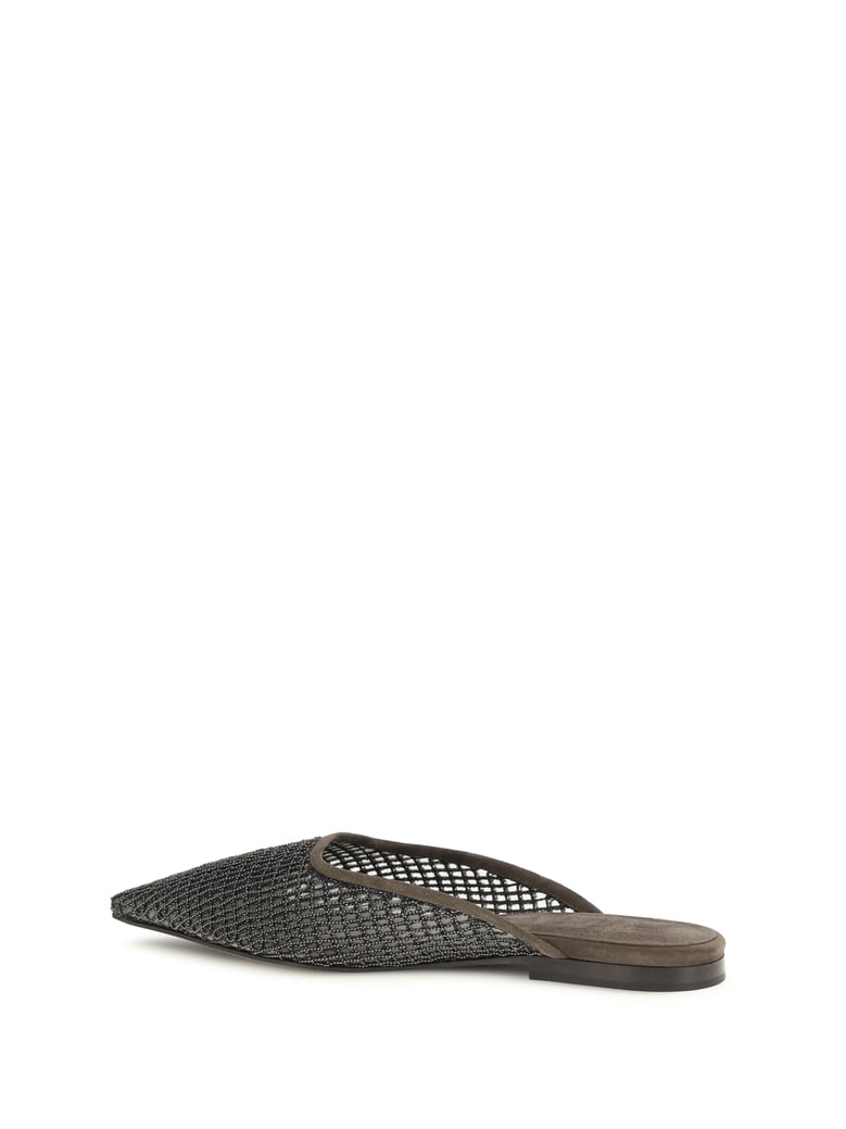 ballerina shoes suede with embellished net by Selfnex