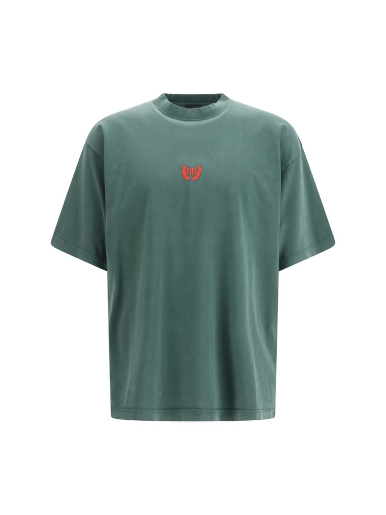 t-shirt embroidered logo dark green/red by Selfnex