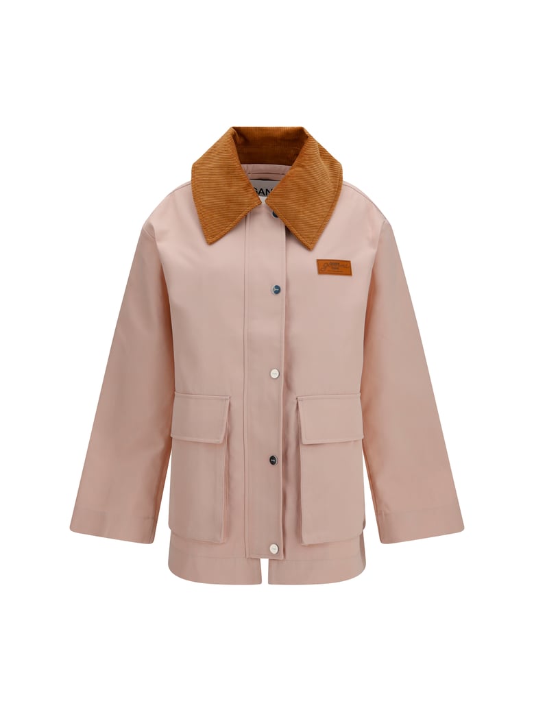 twill jacket with suede details, primrose pink by Selfnex