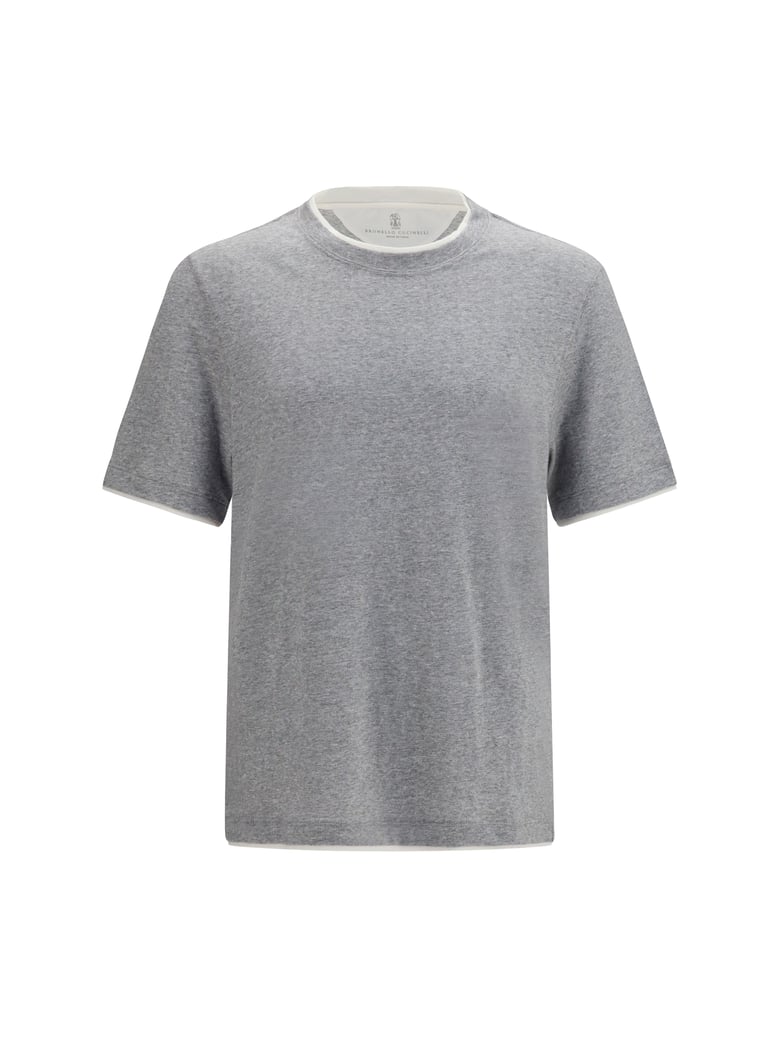 short-sleeve cotton t-shirt medium grey/off white by Selfnex