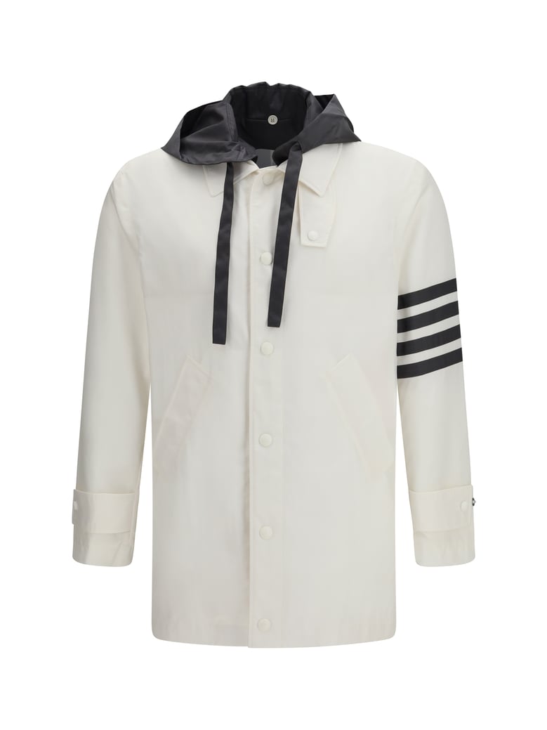 hooded bal collar jacket white by Selfnex