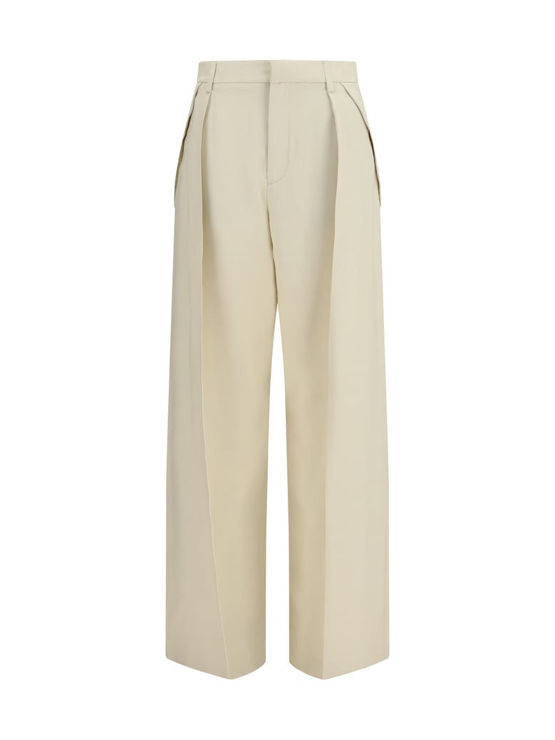 wide leg canvas pants light beige by Selfnex