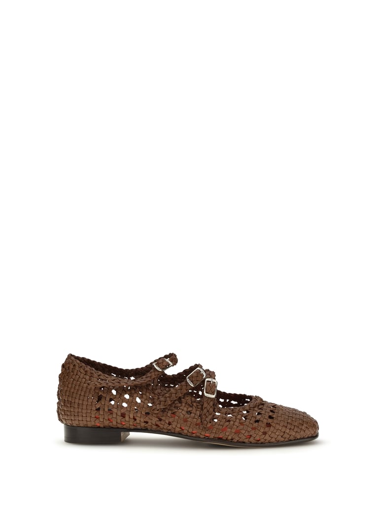 ballerina shoes woven leather cognac by Selfnex