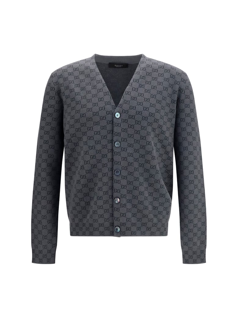 cardigan gg print silk-wool new grey/rock by Selfnex