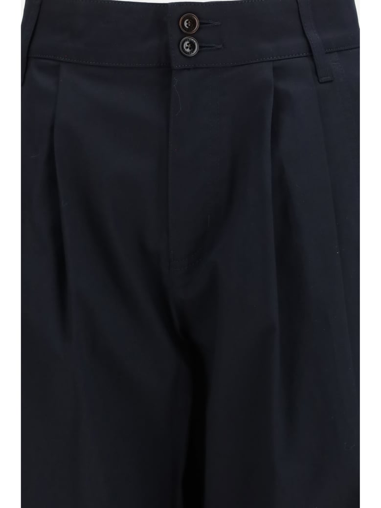 wide trousers lindsay barrel navy blue gabardine by Selfnex