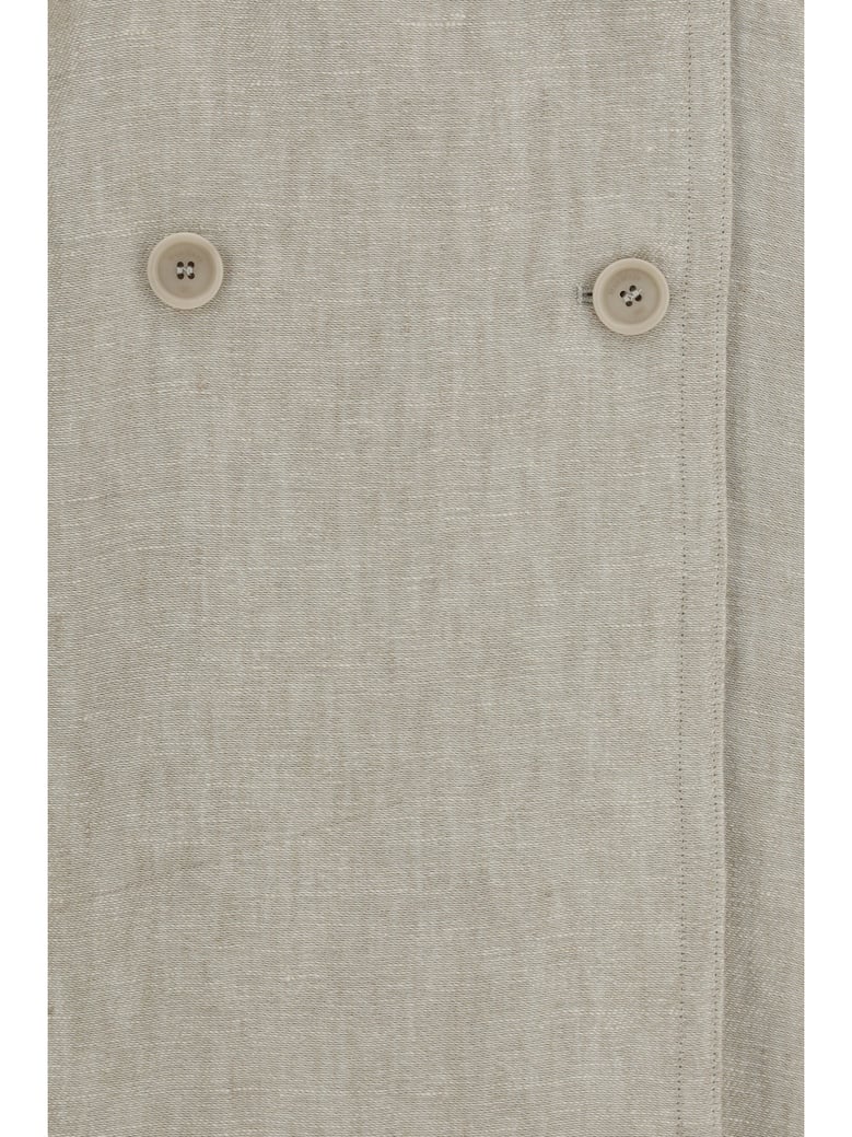 trench coat double-breasted linen brown grey by Selfnex