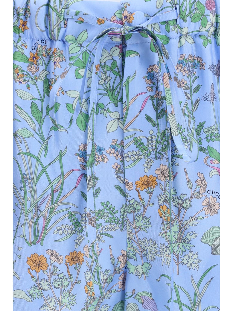 shorts printed silk twill azure/ivory by Selfnex