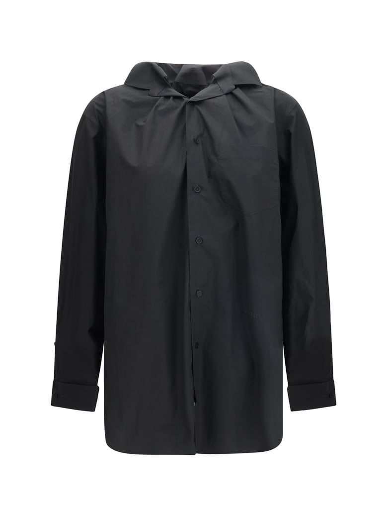shirt with elasticated collar black cotton by Selfnex