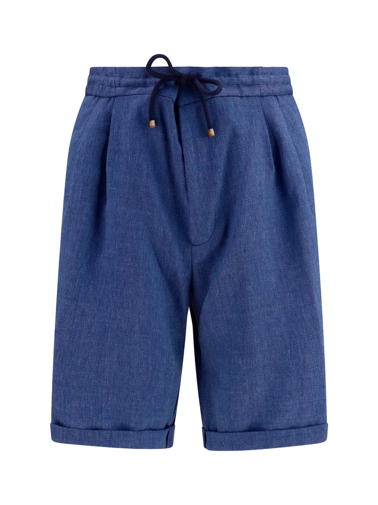 bermuda shorts linen and virgin wool chevron by Selfnex