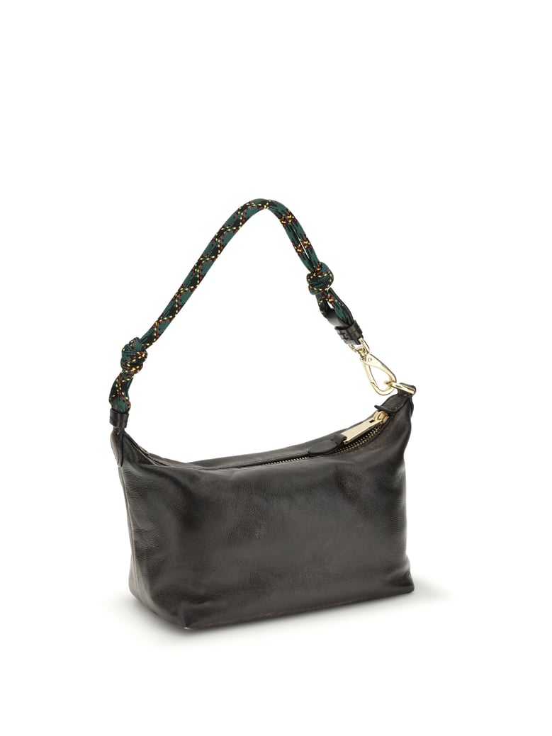leather handbag coffee/green by Selfnex