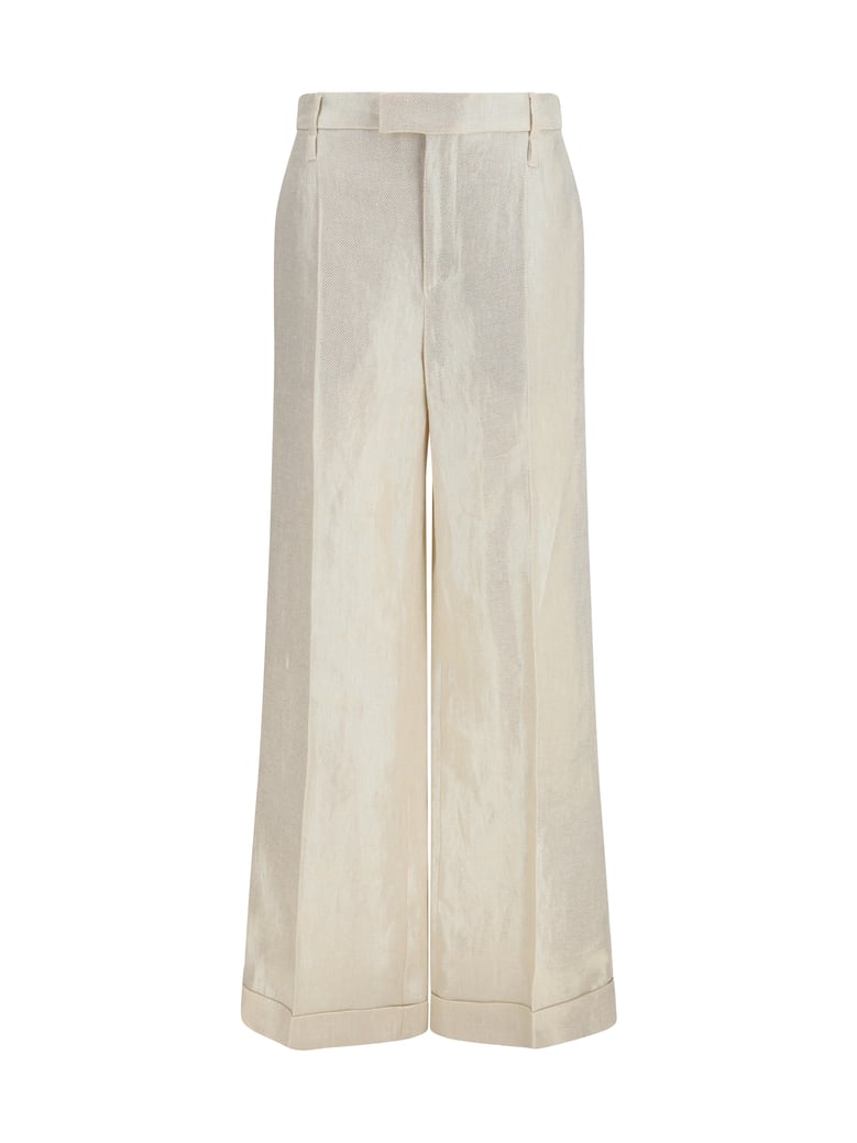 tailored linen pants panama/platinum by Selfnex