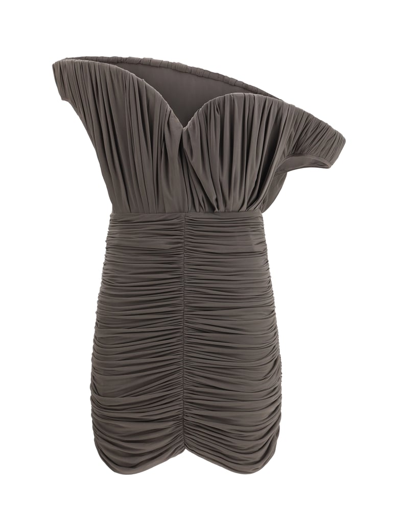 mini dress asymmetrical petal brown by Selfnex