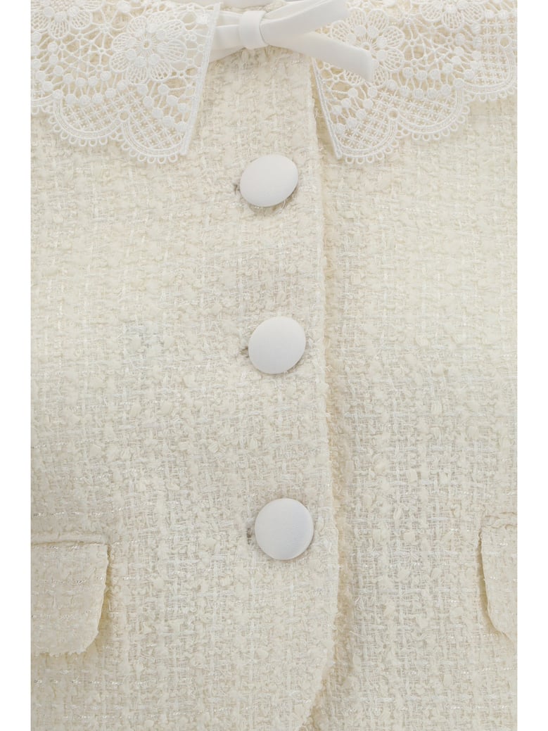 bouclé jacket cream lace collar by Selfnex