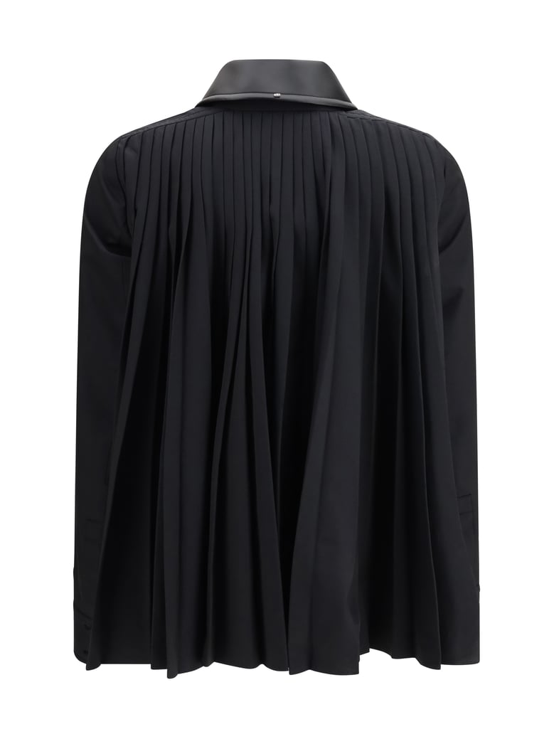 shirt cotton gabardine pleated back black by Selfnex
