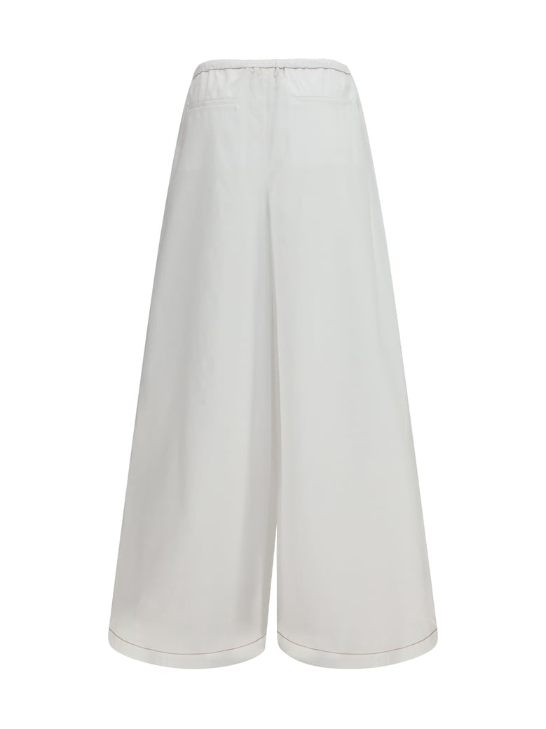 wide-leg draped pants lily white by Selfnex