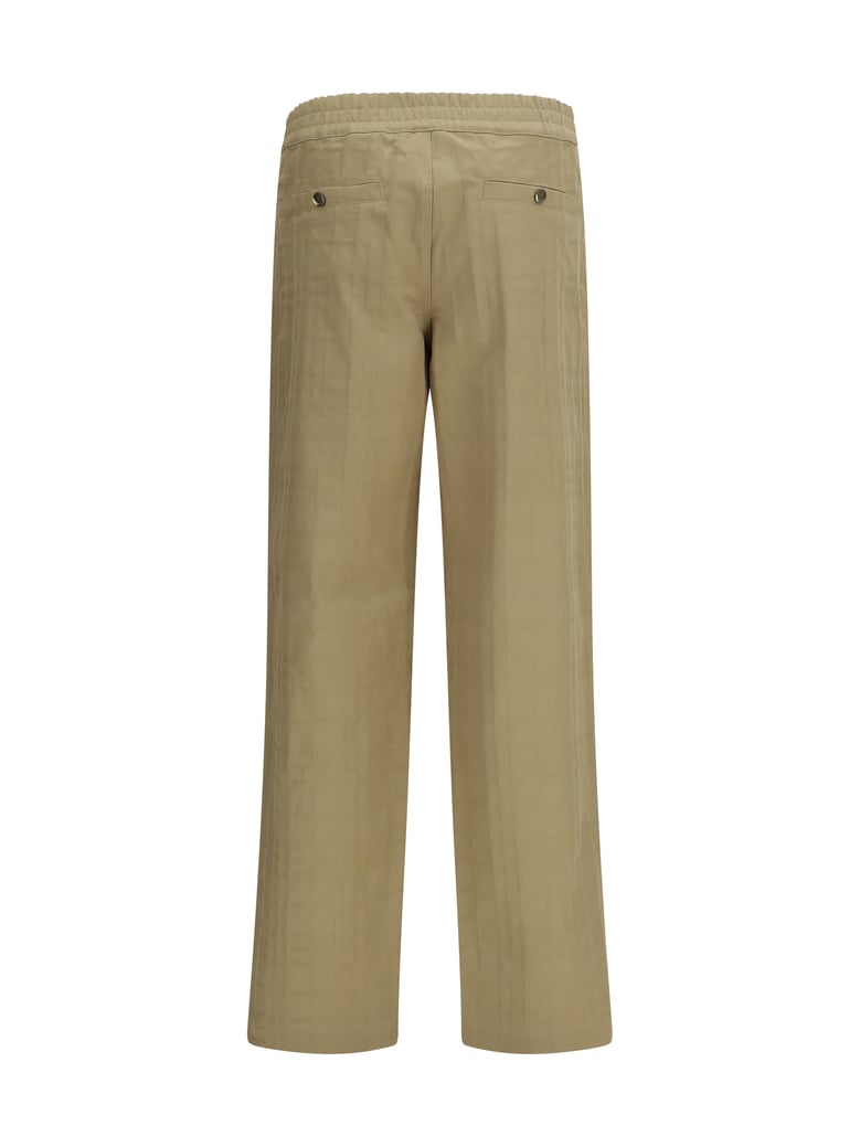 textured check cotton pants sandstorm beige by Selfnex