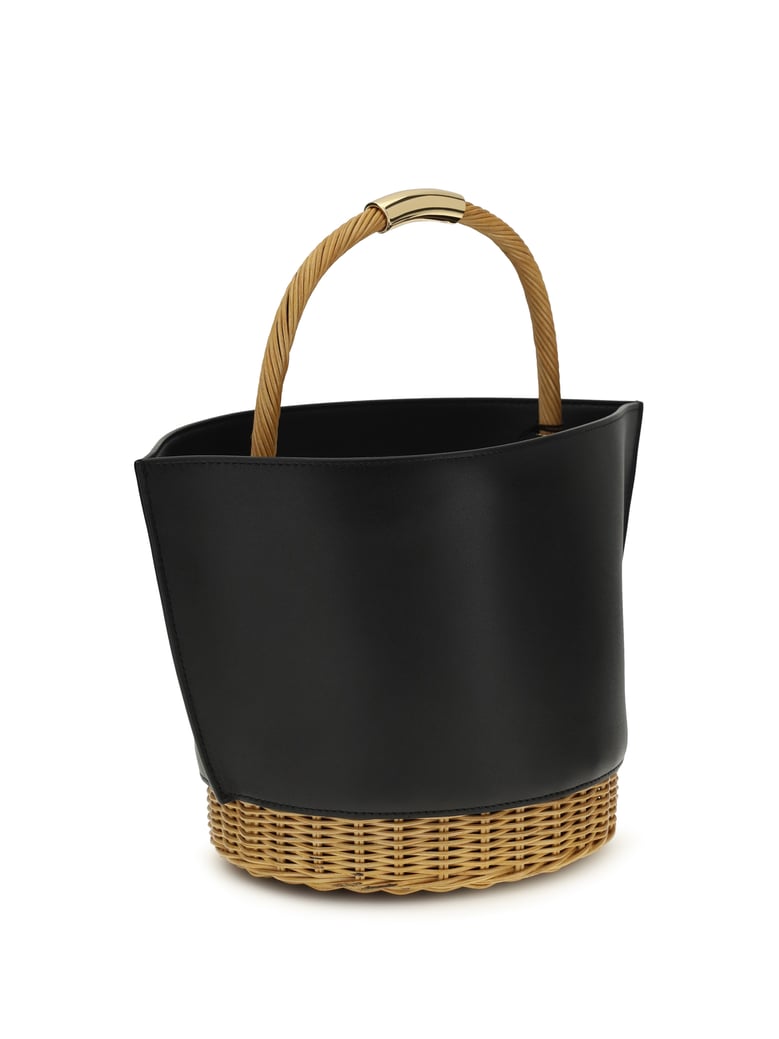 handbag leather and rattan black by Selfnex