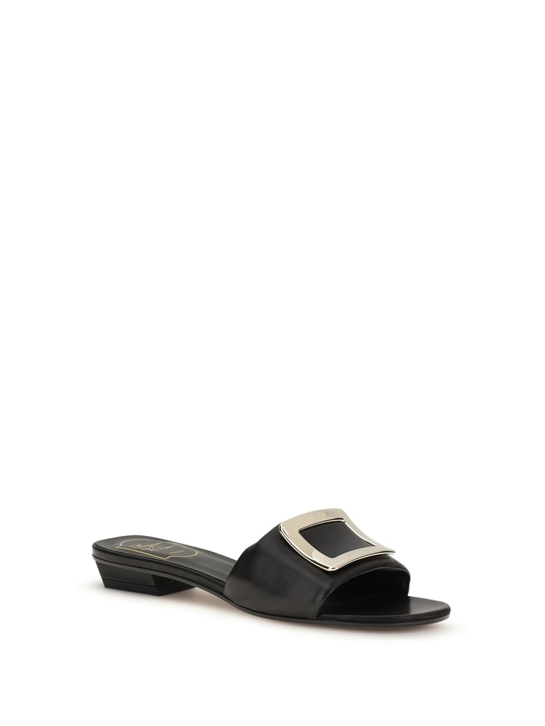 leather slide sandals black by Selfnex
