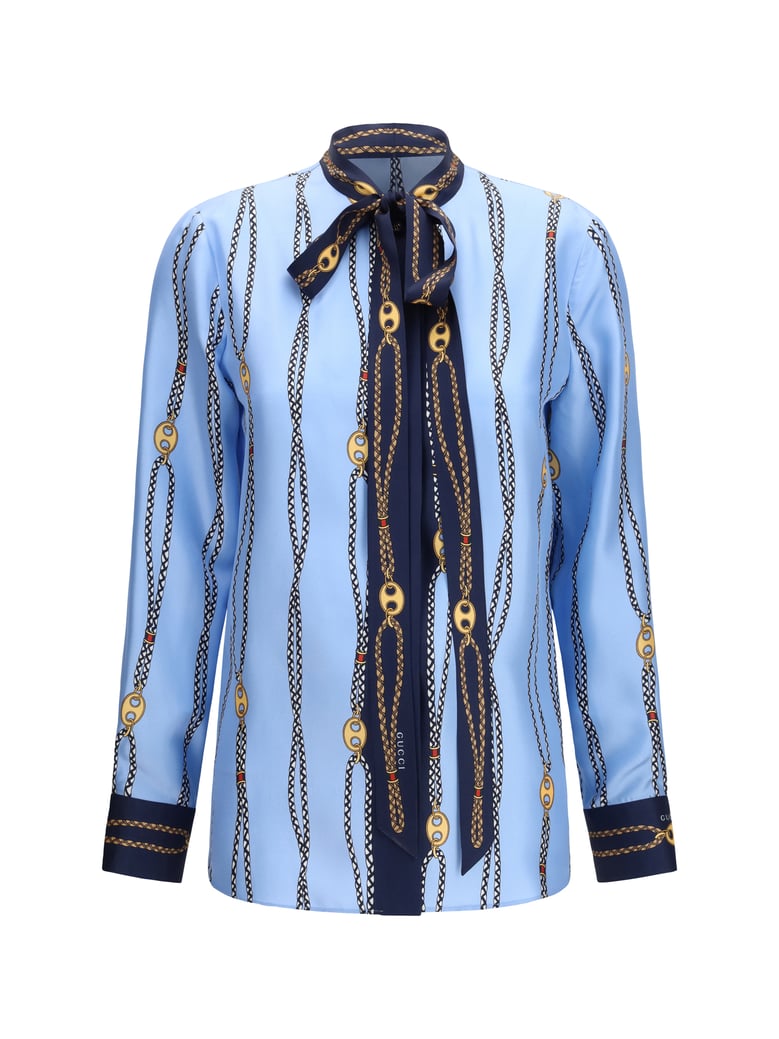printed silk shirt azure/blue/multicolour by Selfnex