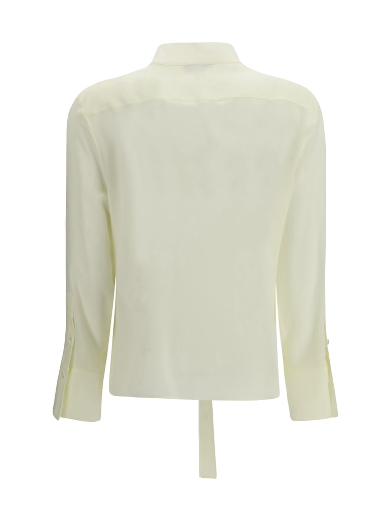 ruffled shirt chalk white silk by Selfnex
