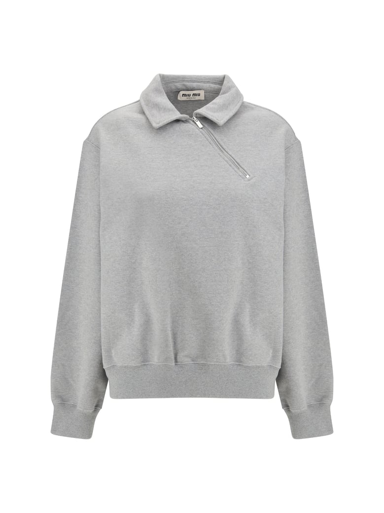 sweatshirt with oblique zip grey by Selfnex