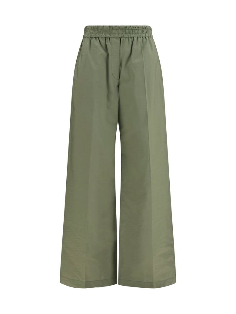 cotton pants with elastic waist, eucalyptus by Selfnex