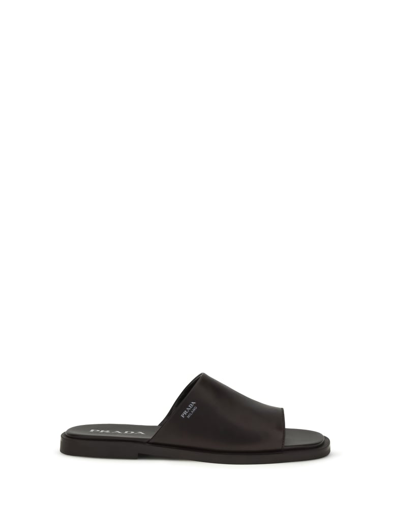 slide sandals dark brown calf leather by Selfnex