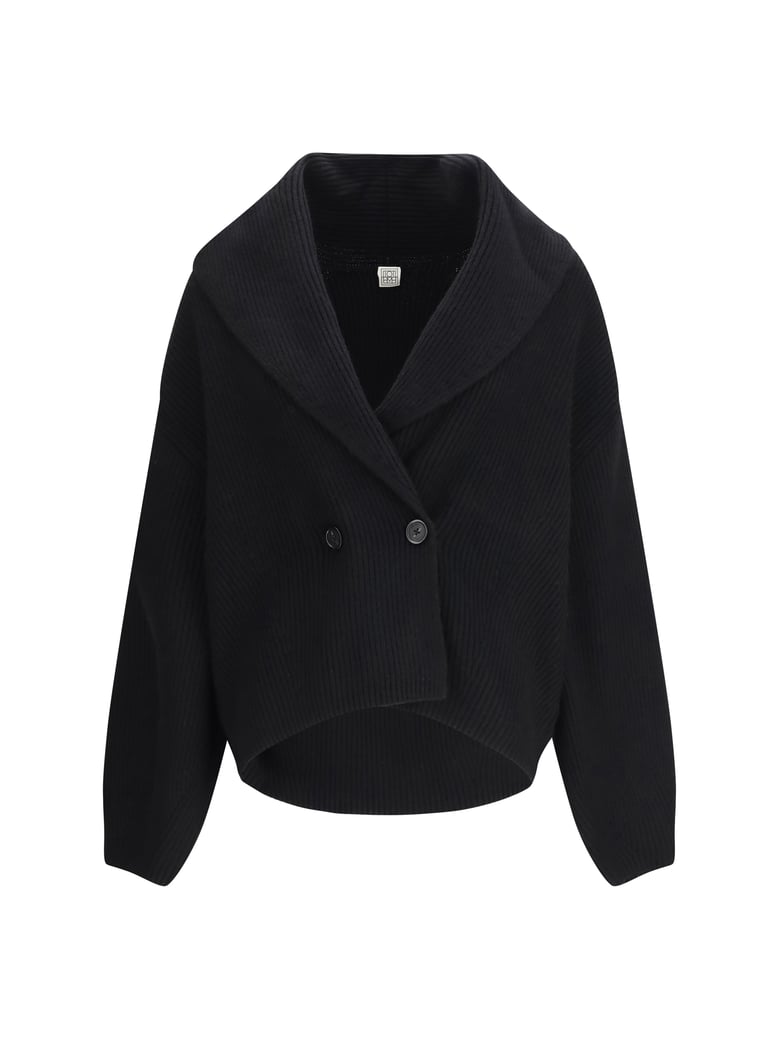 cardigan shawl-lapel black wool by Selfnex