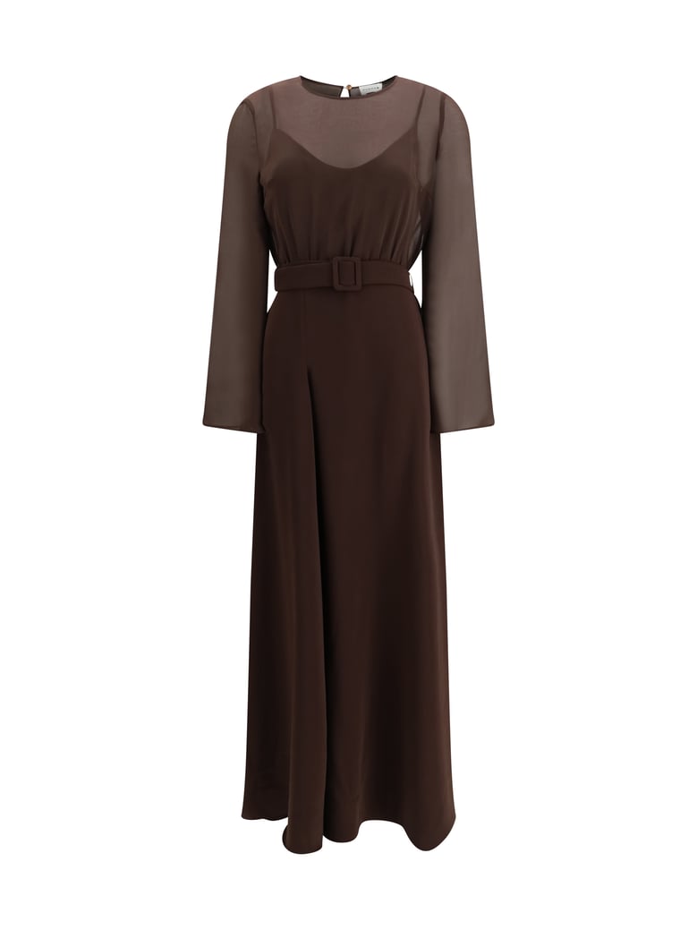 long belted dress brown by Selfnex