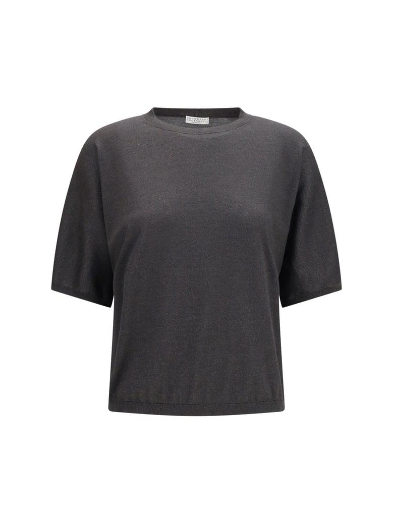 short-sleeve cashmere and silk sweater by Selfnex