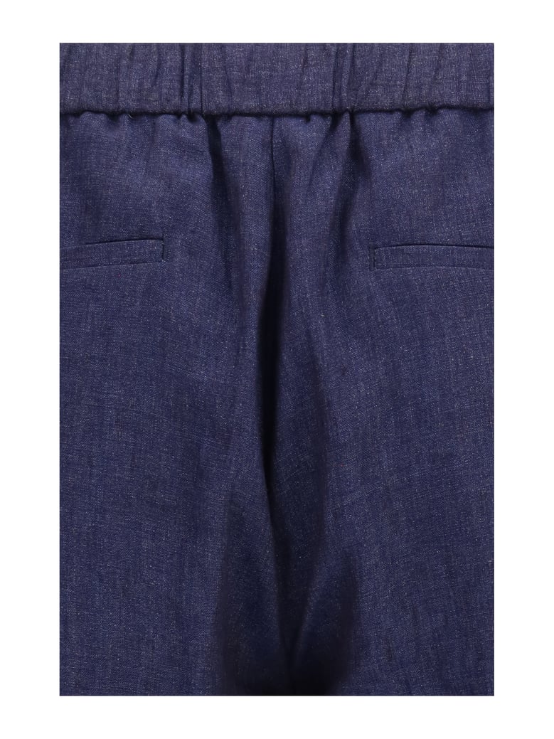 linen drawstring pants blue by Selfnex