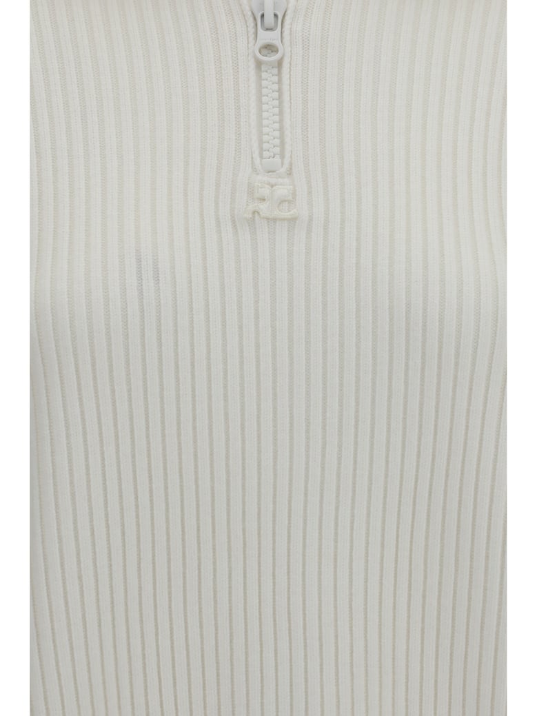 sweater ribbed zip heritage white by Selfnex