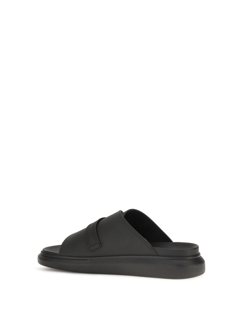 sandals buckle slide black leather by Selfnex