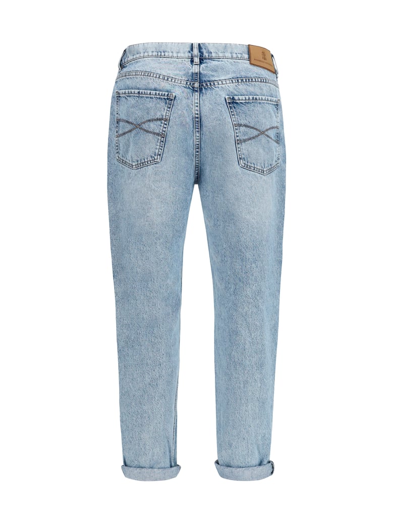 jeans straight-leg turn-up light denim by Selfnex