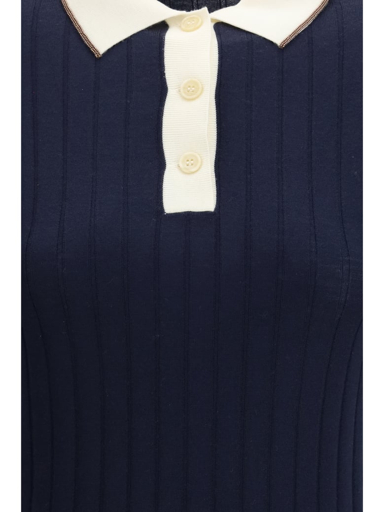 polo shirt wool-cashmere navy/beige by Selfnex