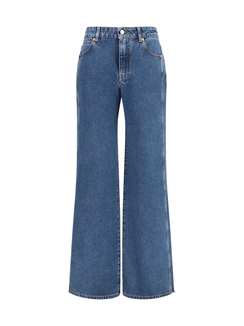 jeans straight wide-leg dark denim blue by Selfnex