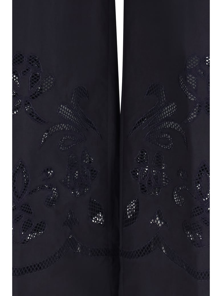 embroidered cotton trousers navy by Selfnex