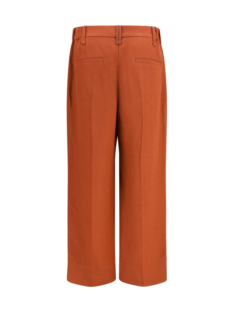 cigarette pants firebrick viscose-linen by Selfnex
