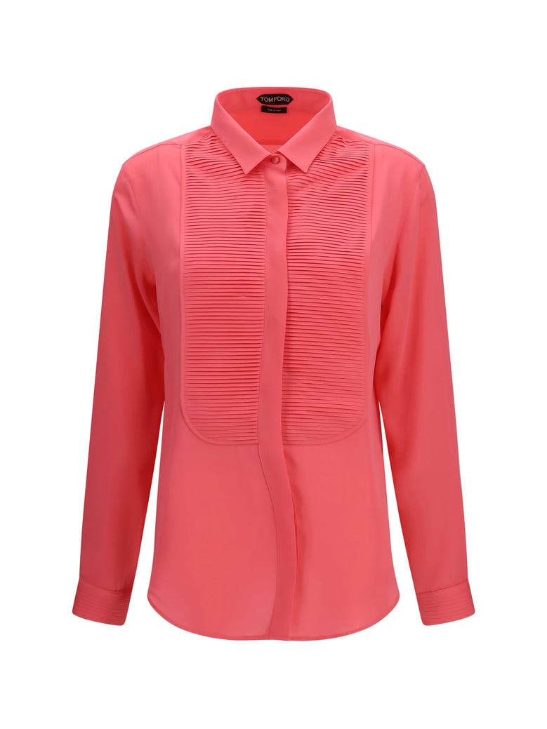 tuxedo shirt pleated bib silk bright fuchsia by Selfnex
