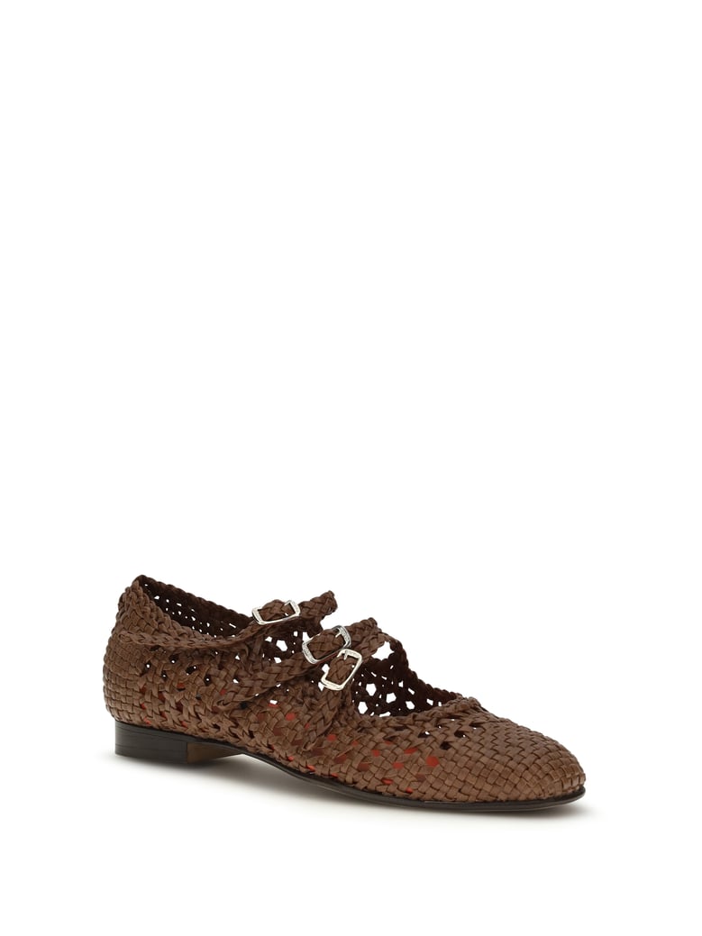 ballerina shoes woven leather cognac by Selfnex