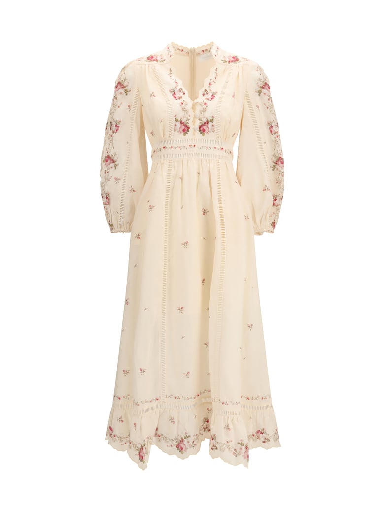 midi dress patience cream-pink by Selfnex